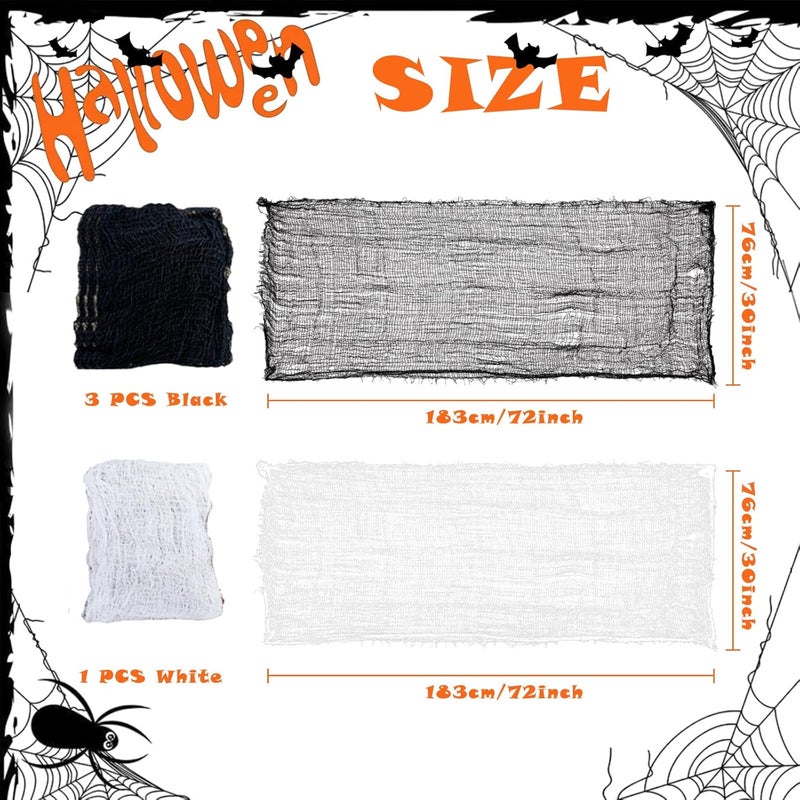 RED-SHYN 4 Pcs Halloween Creepy Gauze Cloth Decorations for Indoor, Home Wall Yard, Haunted House Party Halloween Decoration Supplies - Image 2